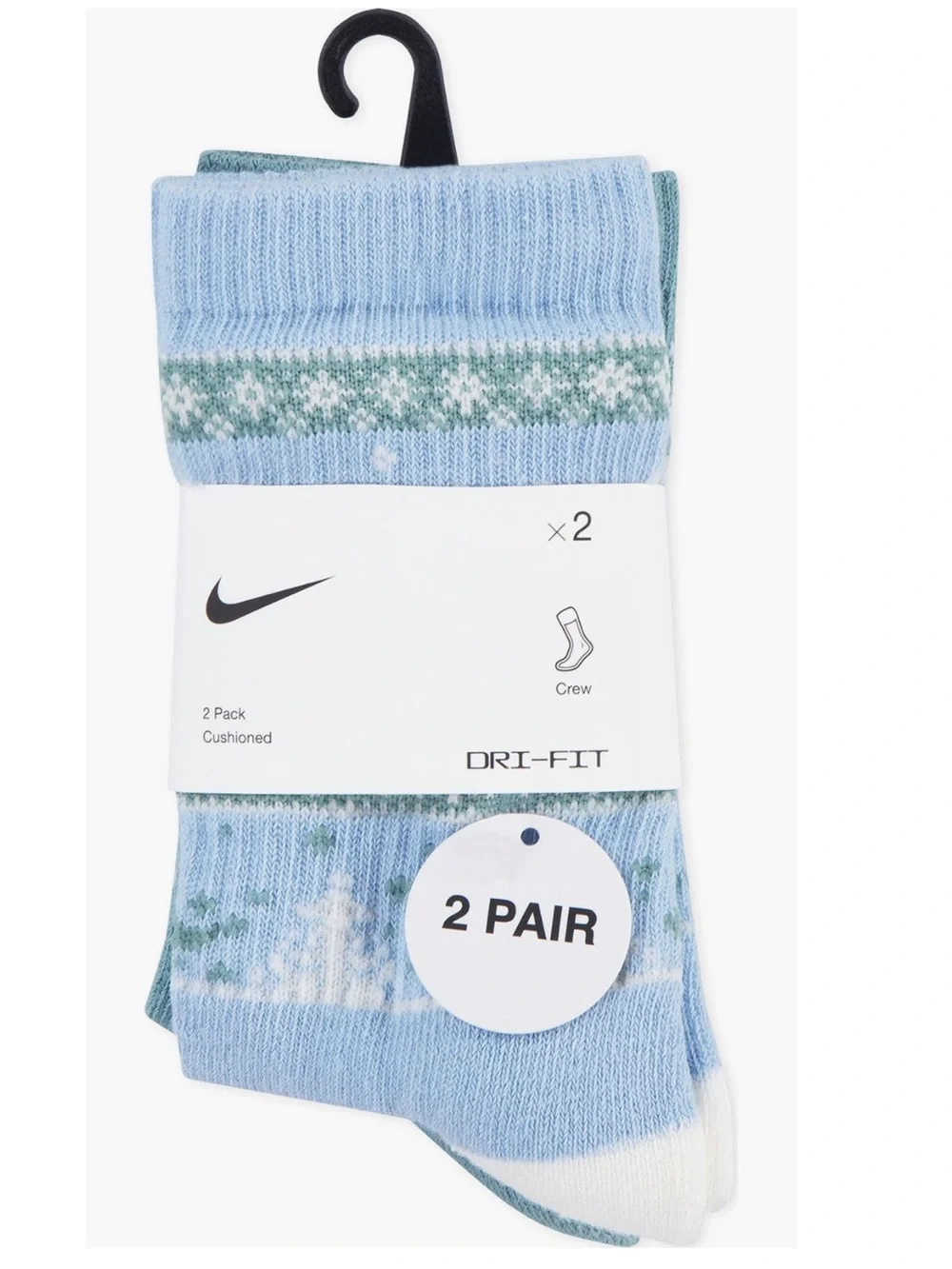 Nike Kids' 2-Pack Fair Isle Crew Socks (Little Kid) SZ-5-77